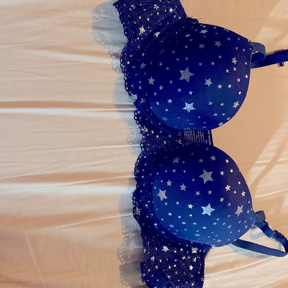 Bra blue with stars and lace new never worn